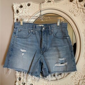 Madewell Blue Distressed Jean Shorts Button Fly